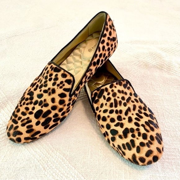 Birdies Starling Smoking Slipper in Cheetah Print Calf Hair Quilted Flats Size 7 - Picture 1 of 16